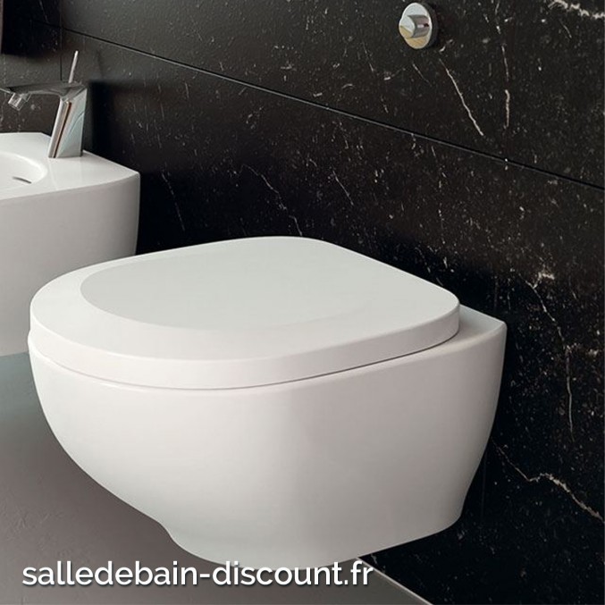 TEUCO- Toilette suspendu blanc brillant avec frein de chutte 53x39x33cm-X35F