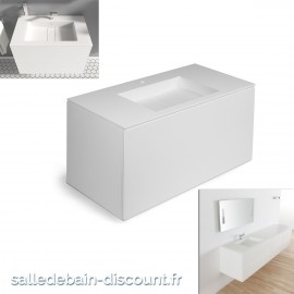 COSMIC-Meuble lavabo blanc mat 100x50x52cm-vasque moulée en "bathstone" avec siphon-719050533